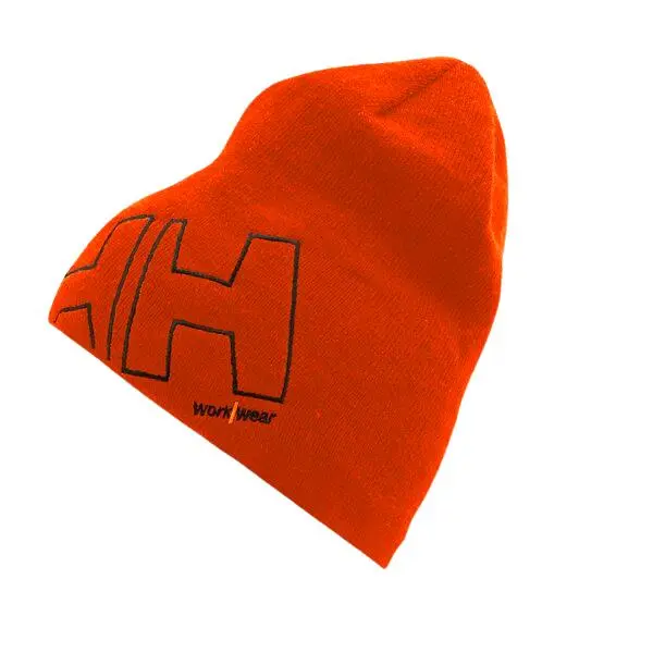 Lue orange std beanie strikket lue 30% ull 70% acryl