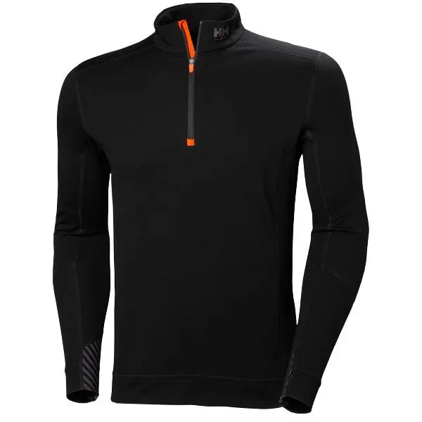 Trøye polo sort xxl lifa merino baselayer genser half zip