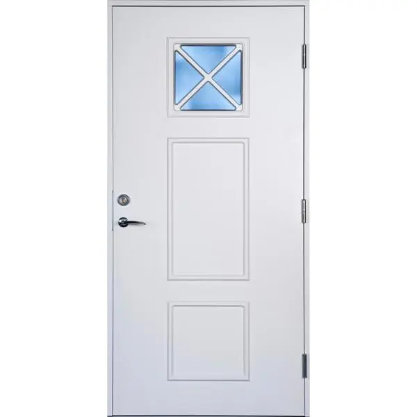 Ytterdør tinn hvit 100x200 høyre m/sotet glass