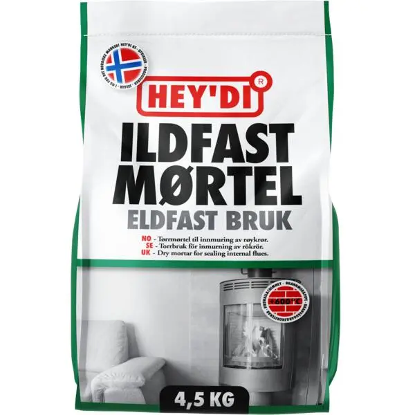 Mørtel ildfast 4,5kg heydi