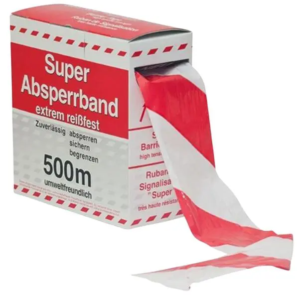 Sperrebånd super rød/hvit 75mmx500m