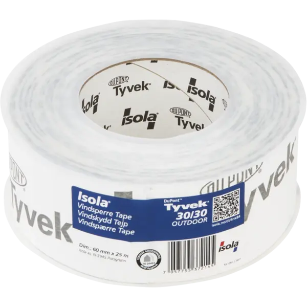 Tape vindsperre tyvek 30/30 60mmx25m delt beskyttelsespapir