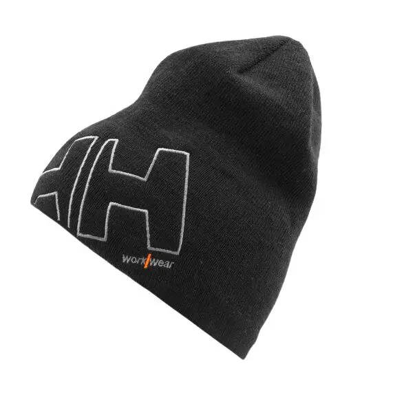 Lue sort std beanie strikket lue 30% ull 70% acryl