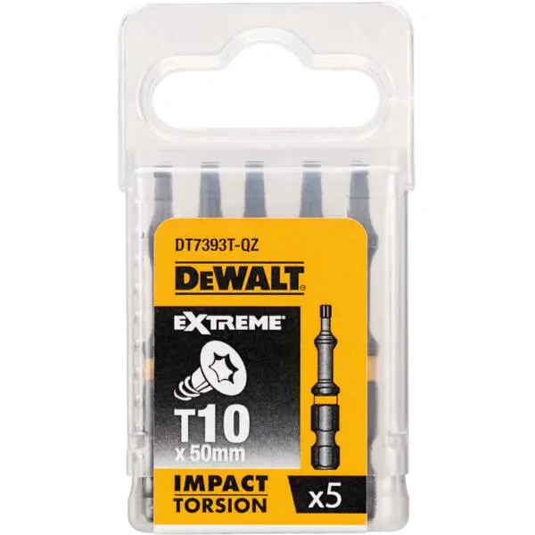 Bits t10x5 50mm ir dt7393t torsion for bruk med slagtrekker
