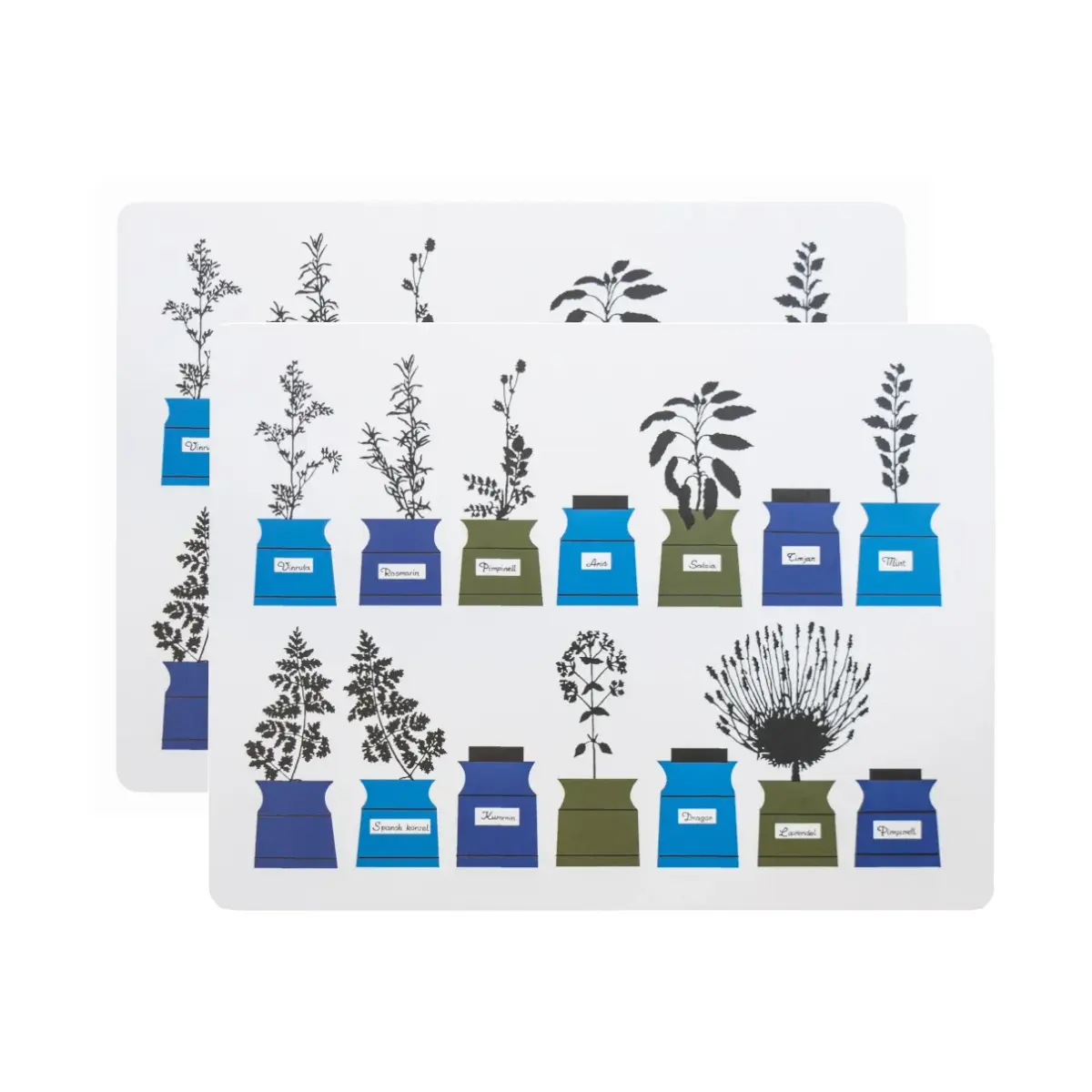 Persons krydderskap bordbrikke 30x40 cm 2-pack, Blå