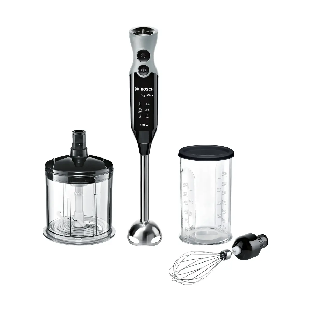 Bosch ErgoMixx MSM67160 stavmikser-sett 750W, Svart-vindusgrå