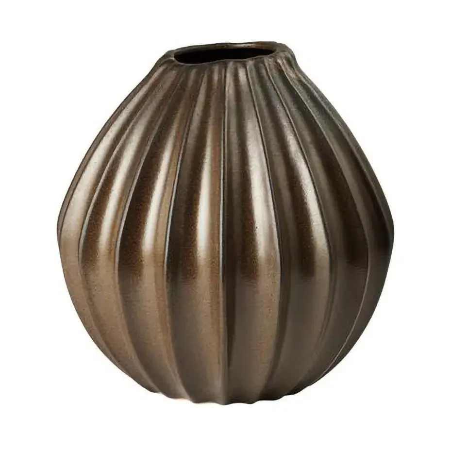 Wide vase L 30 cm, Brown
