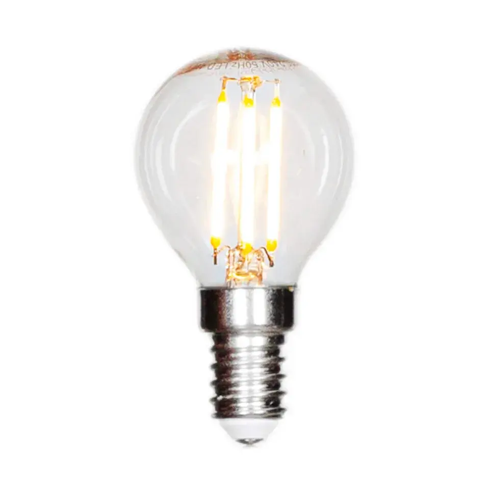 Filamentlampe LED dimbar kule E14 4W, Klar Ø4,5 cm