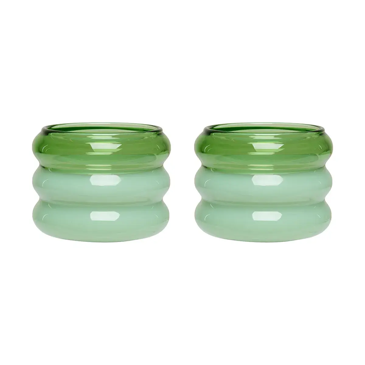 Bubble telysholder Ø5,6 cm 2-pakning, Green-milky green