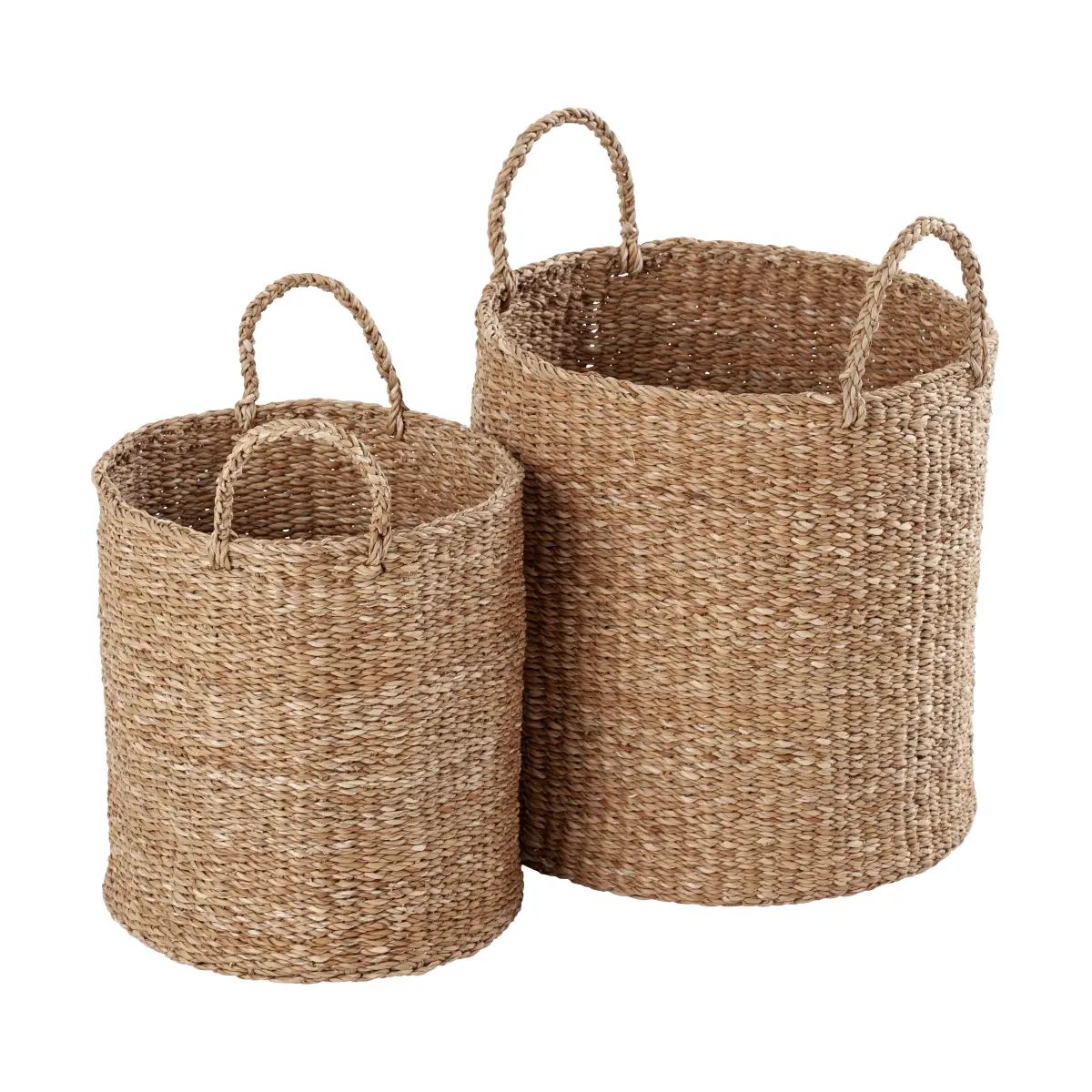 Esther cylinder oppbevaringskurv med håndtak 2-pakning, Natural