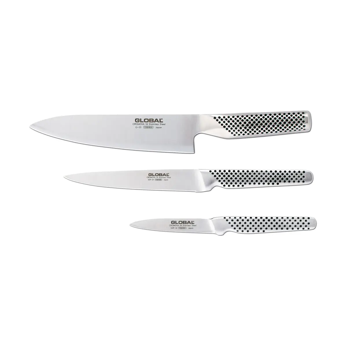Global G-551524 knivsett, 3 kniver, Rustfritt stål