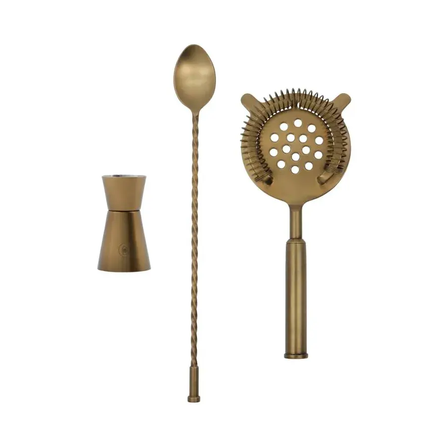 Baar cocktailsett 3-pk, Antikk messing