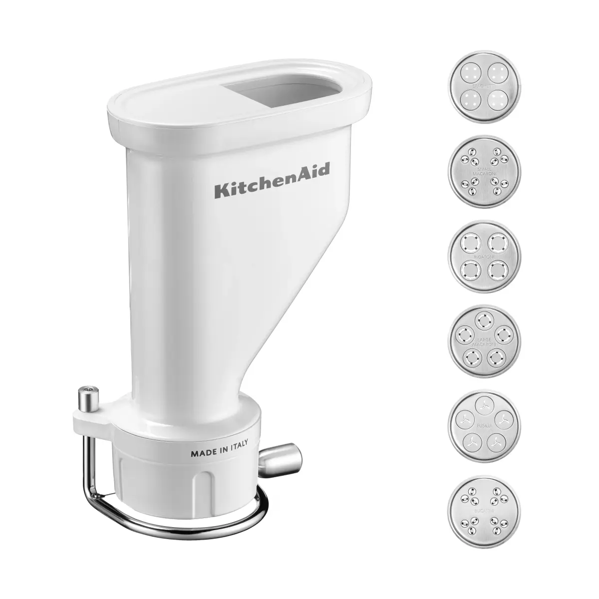 KitchenAid pastapresse med 6 former til kjøkkenmaskin, White