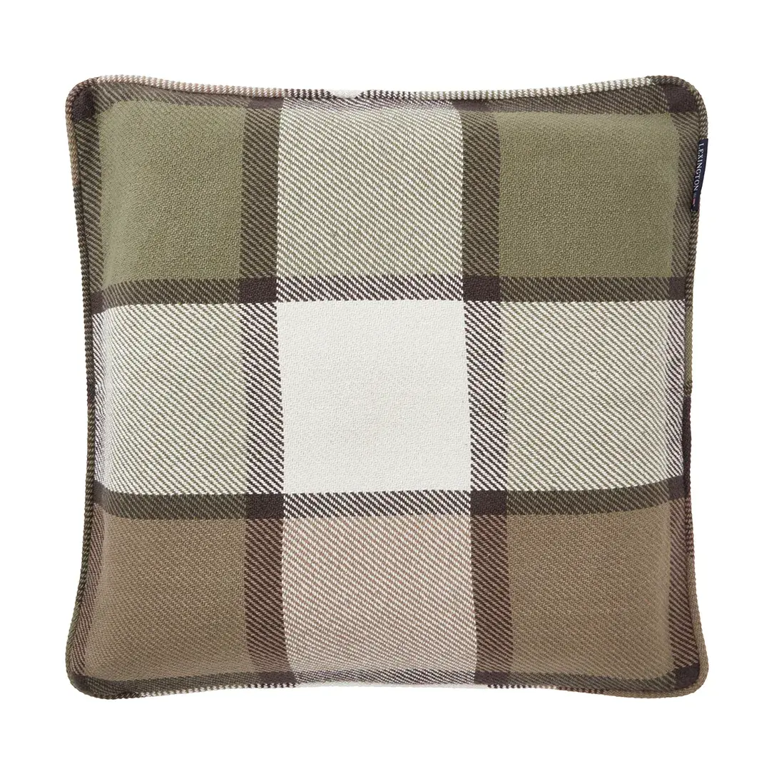 Checked heavy twill putetrekk 50x50 cm, Olive