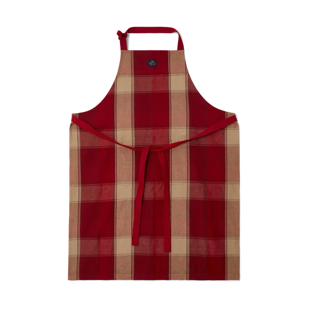 Checked Linen-Cotton forkle 80x105 cm, Rød-beige