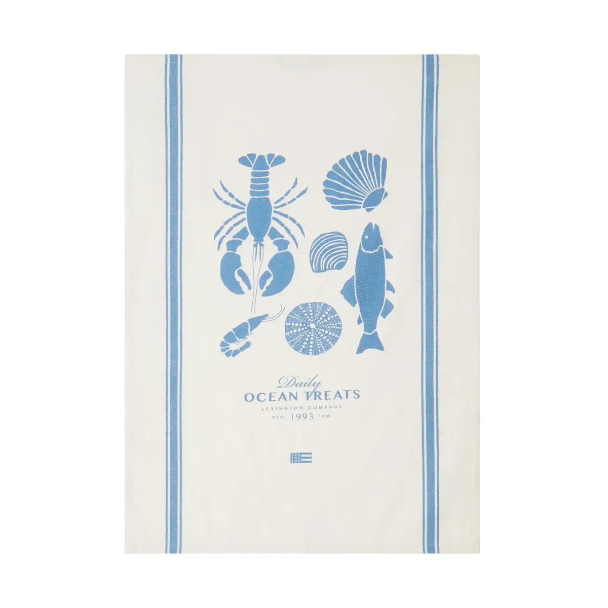Ocean treats printed bomull kjøkkenhåndkle 50x70 cm, White