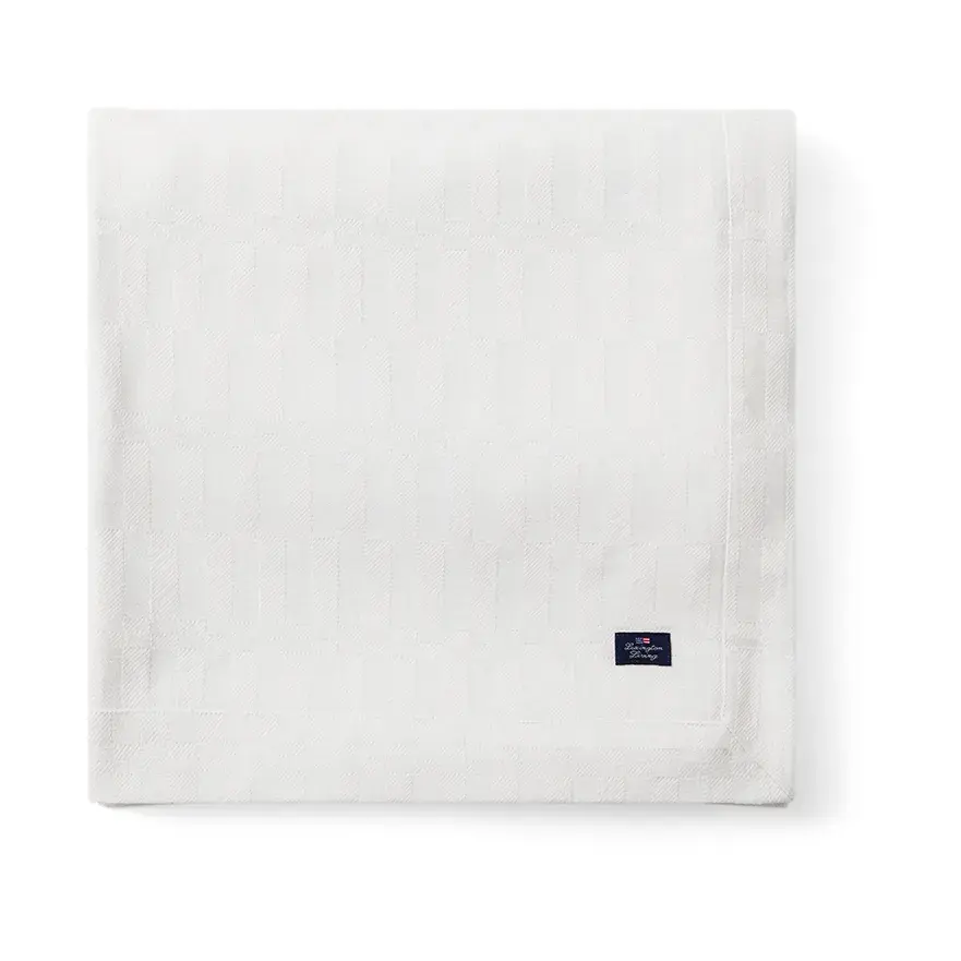 White Jacquard Cotton duk 150x350 cm, Hvit