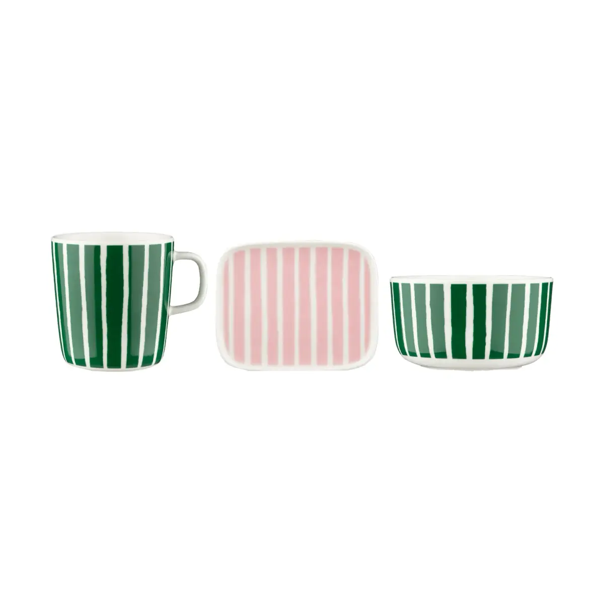 Piccolo frokostsett 3 deler, Green-pink