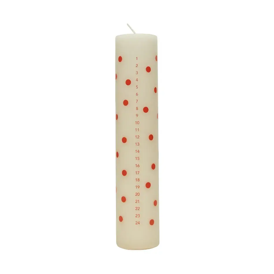 Polka kalenderlys, Offwhite-red