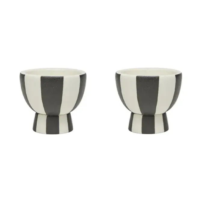 Toppu eggeglass 2-pakning, White-black
