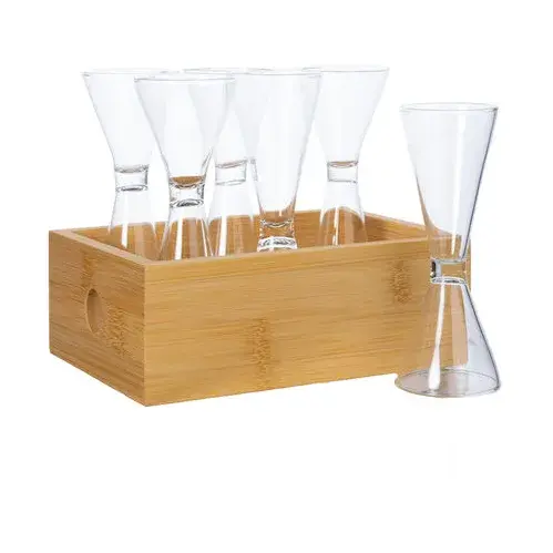 Nature shotglass i bambusboks 6-pk 4 cl, Bambus-klart