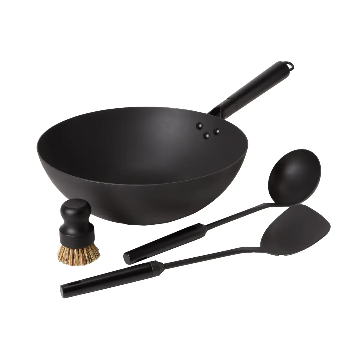 Satake wok sett karbonstål, 4 deler