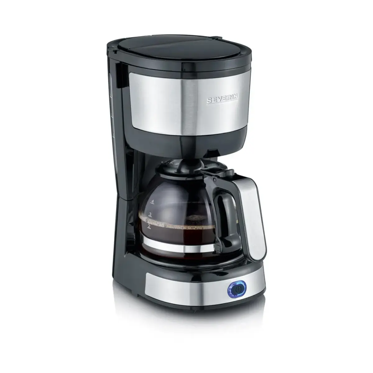 Severin KA 4808 Kompakt kaffetrakter 4 kopper, Rustfritt stål-svart