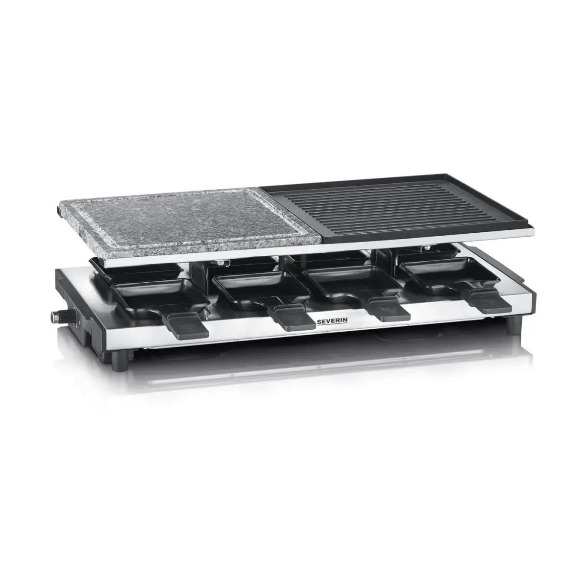 Severin RG 2373 raclette deluxe kombi 8 panner, Sølv