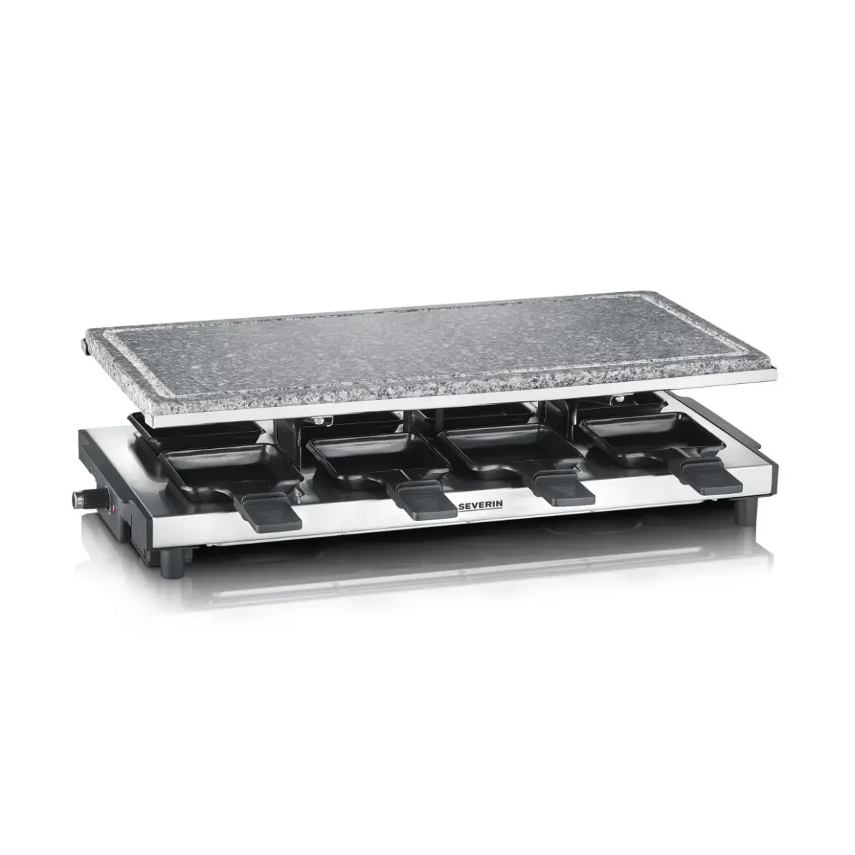 Severin RG 2374 raclette med stein 8 panner, Sølv