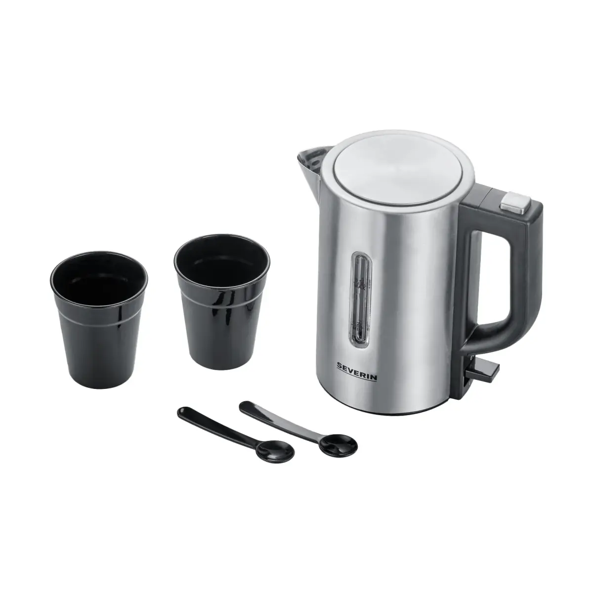 SEVERIN Vannkoker Mini travel - WK 3647 - Børstet rustfritt stål/svart - 1100 W