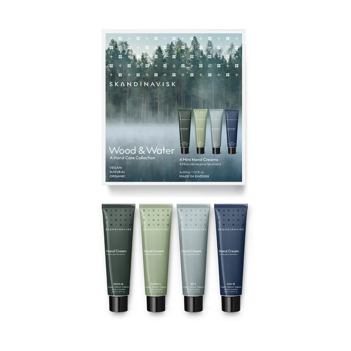 Wood & Water mini håndkrem 4 deler, 30 ml