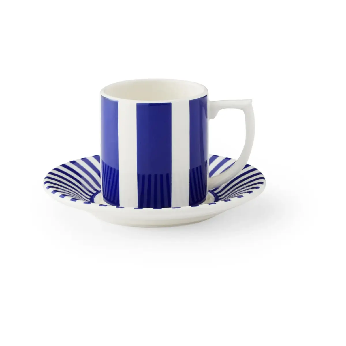 Steccato espressokopp 8 cl og fat Ø11 cm, Blå-hvit