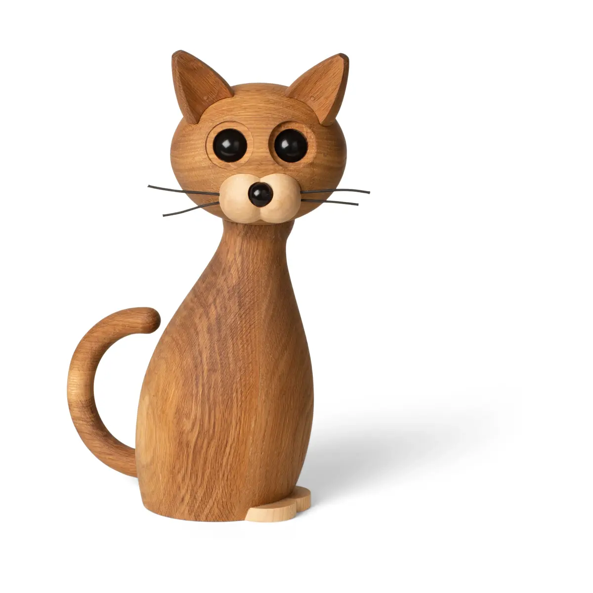 Lucky katt dekorasjon 42 cm, Eik-Lønn