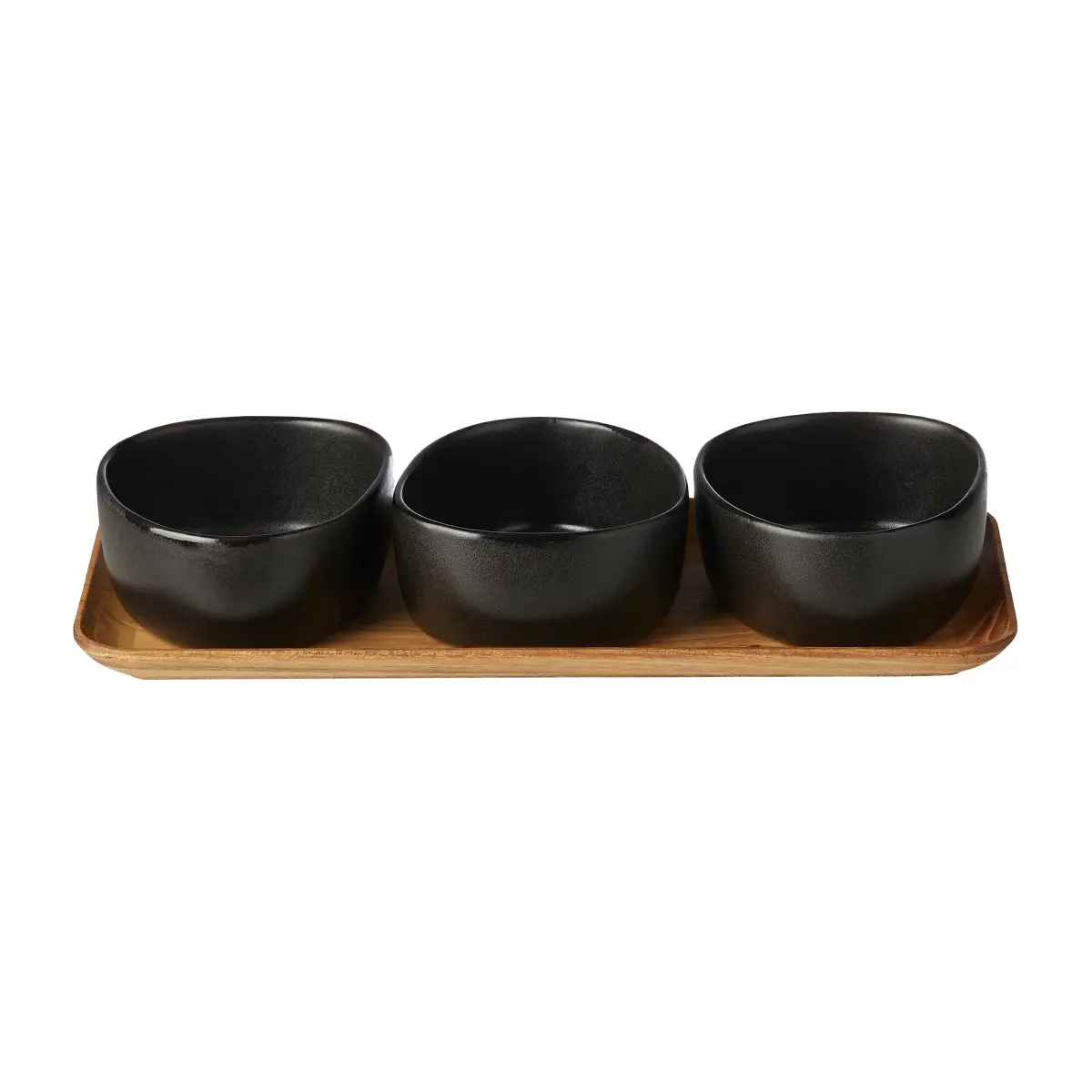 Raw Organic skålsett med trebrett, Titanium Black