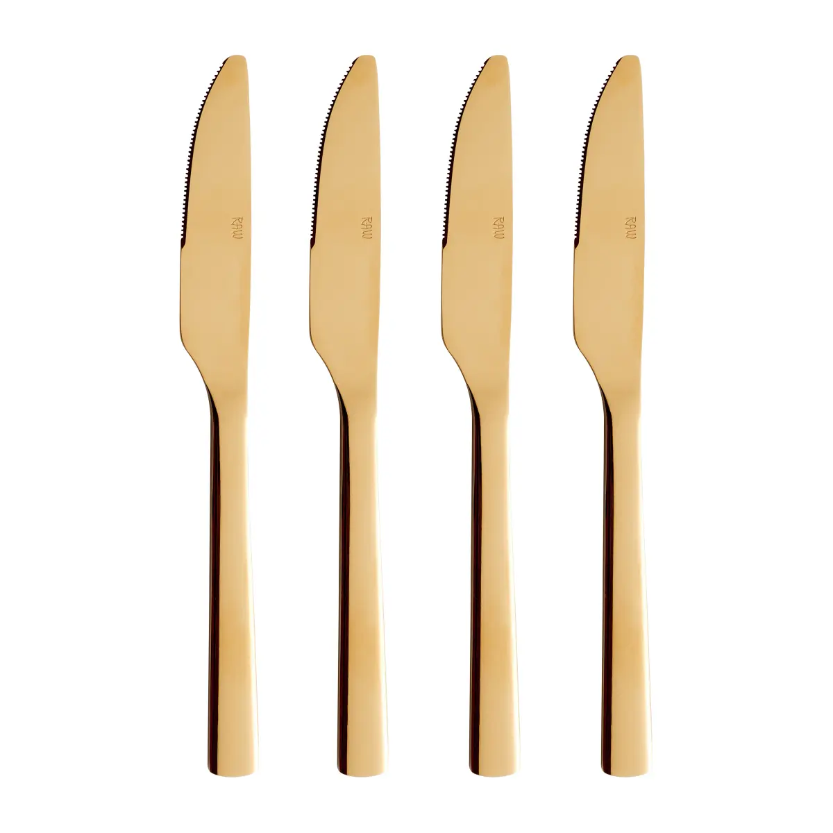 Raw spisekniv 4-pakning, Gull