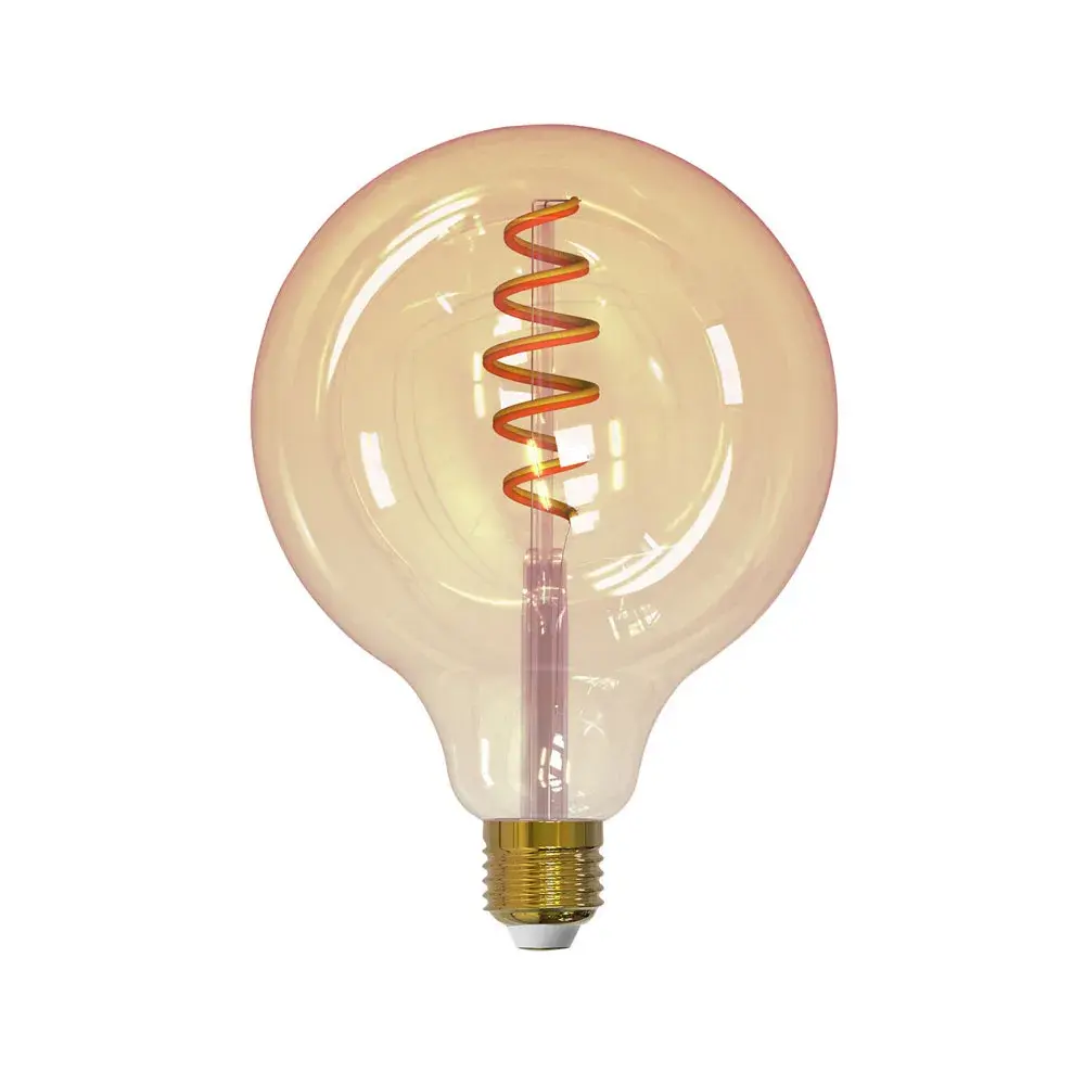Airam Smarte Hjem Filament LED globe lyspære, amber, 125MM, spiral E27, 6W