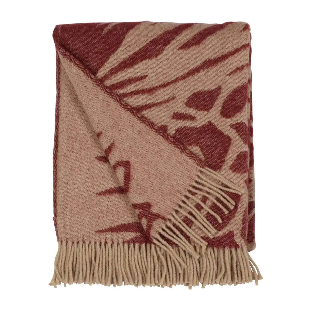 Kotteri pledd 130 x 170 cm, Vinrød-beige