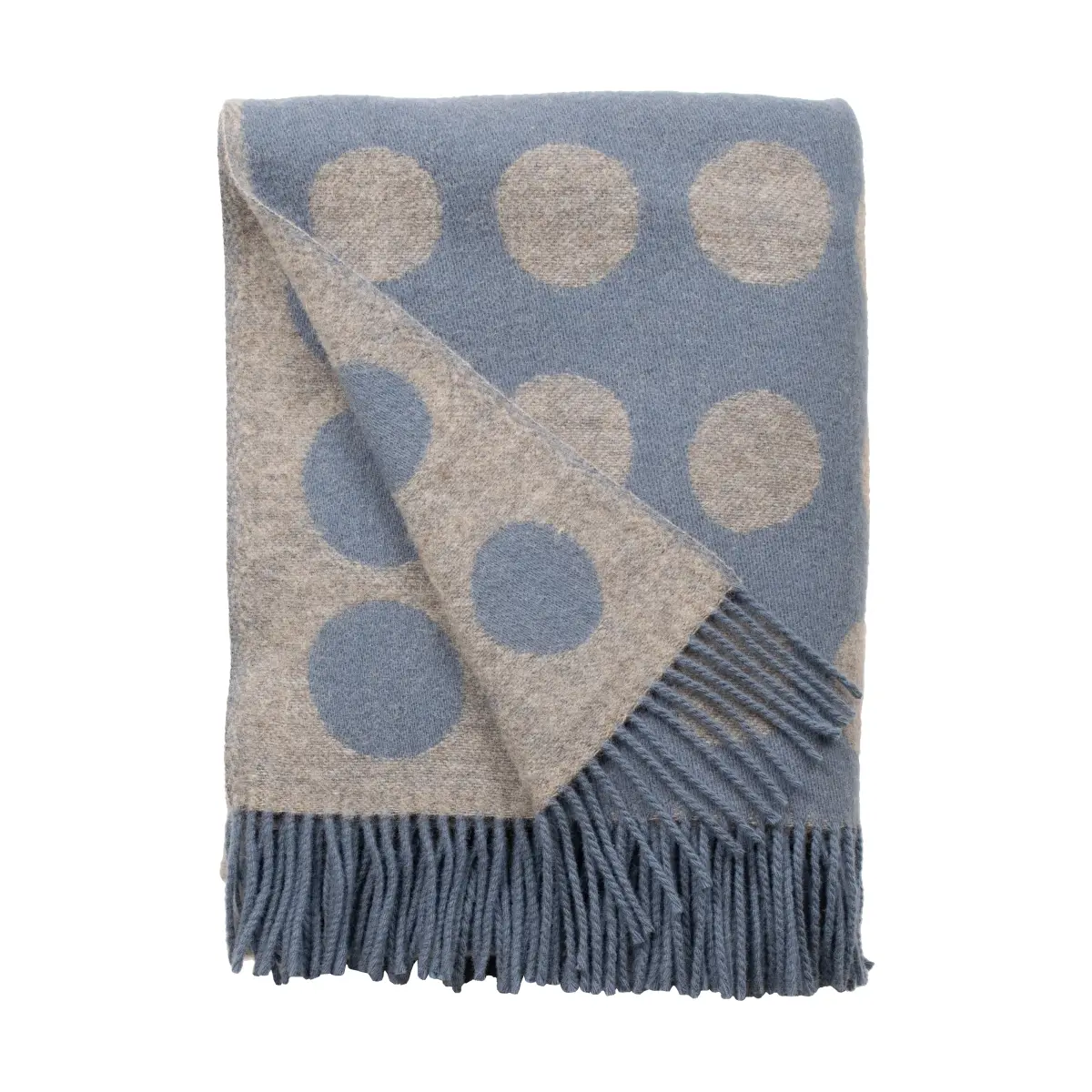 Prikkete stoffpledd 130x170 cm, Blå-beige