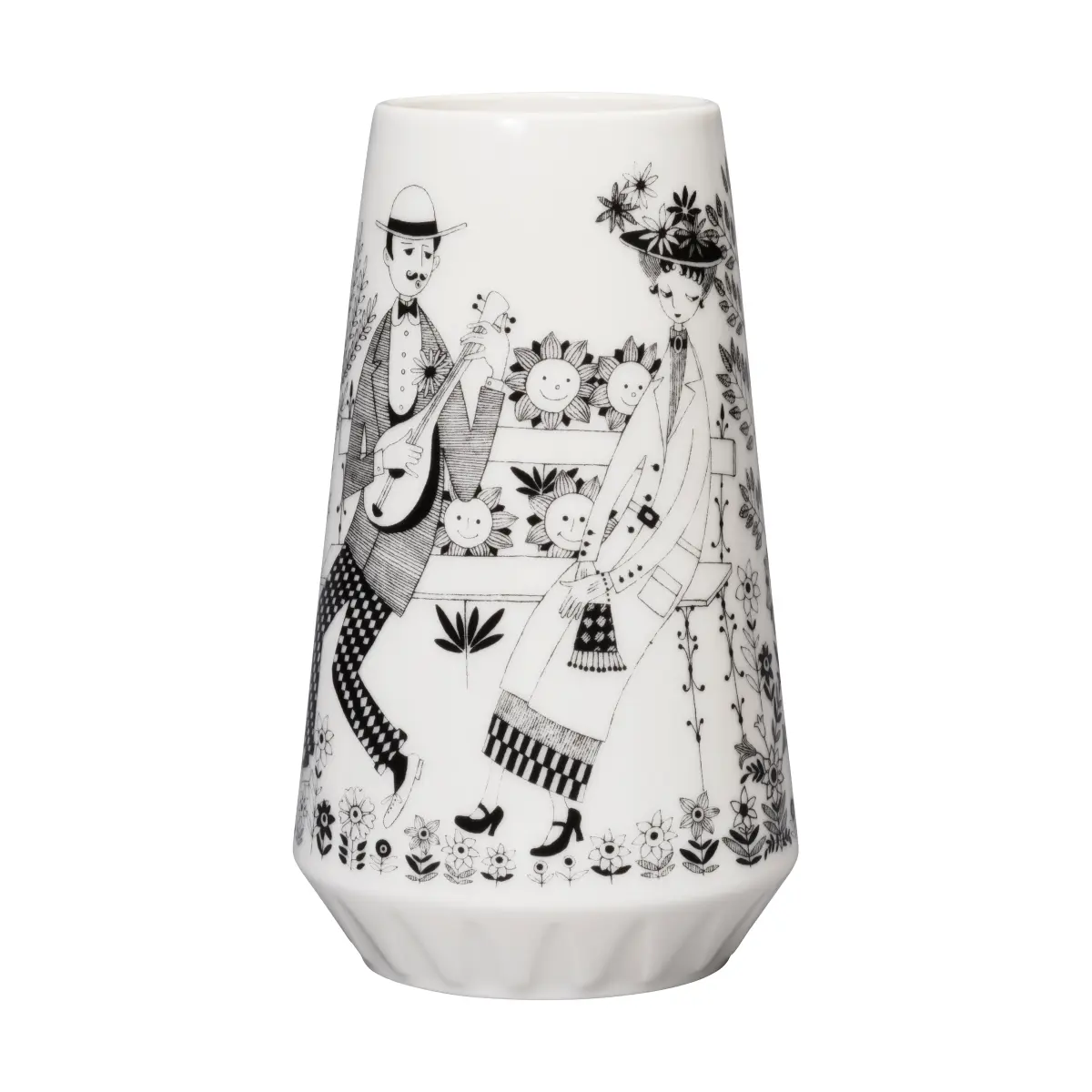 Emilia vase 19 cm, Svart-hvit