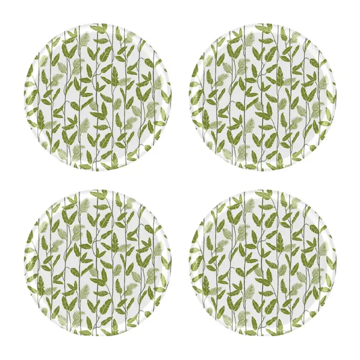 Mougli Green glassbrikke Ø 11 cm 4-pakning, Green-white