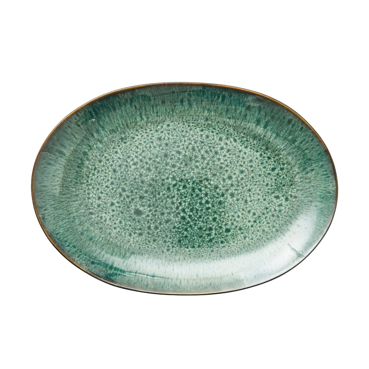 Bitz fat ovalt 25x36 cm, Svart-grønn
