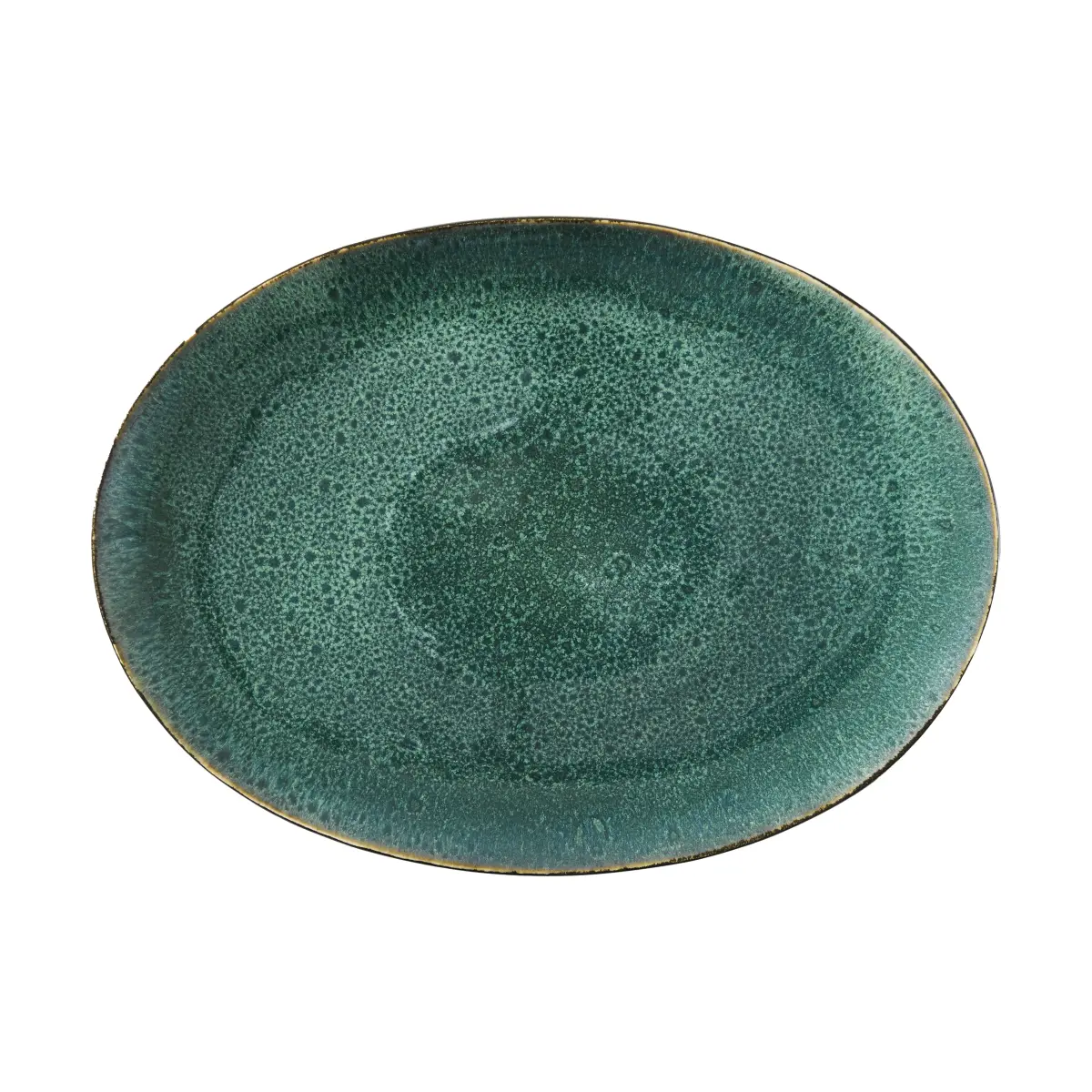Bitz oval fat 45x34 cm, Svart-grønn