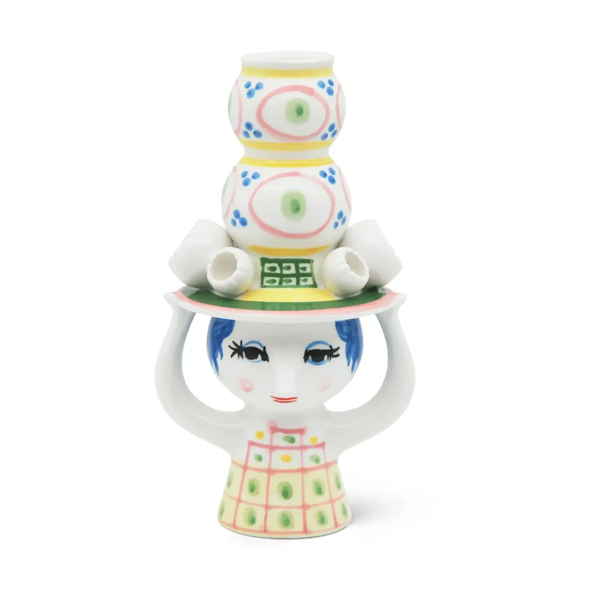Lady with hat vase H16 cm, Rosa