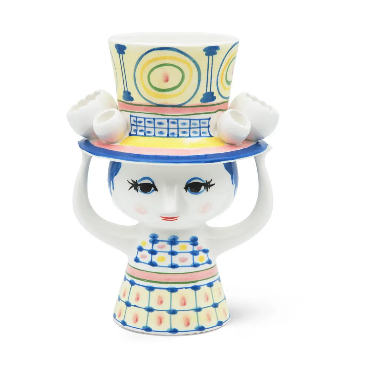 Lady with hat vase H20,5 cm, Blå