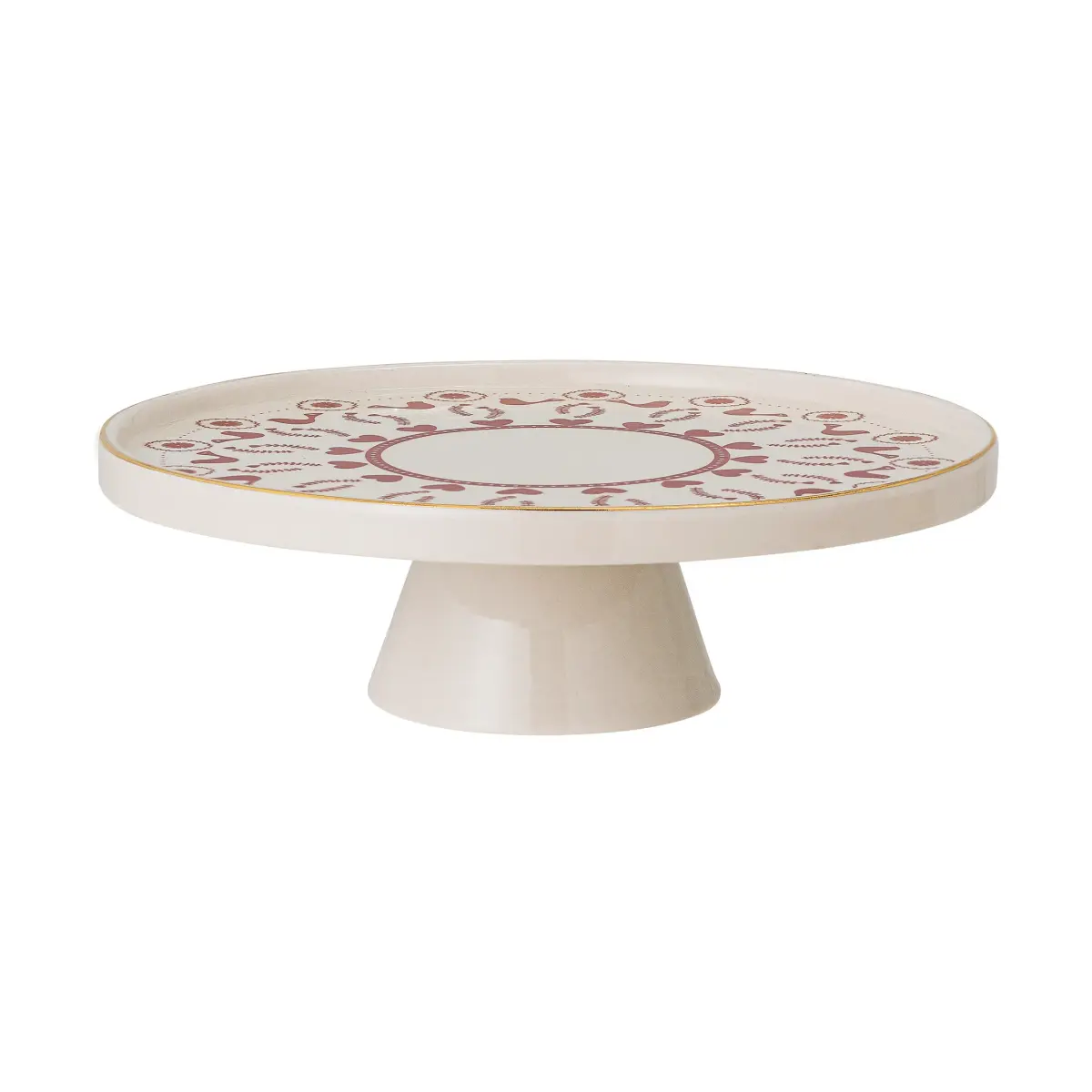 Jolly kakefat stengods Ø 26 cm, Hvit-rød