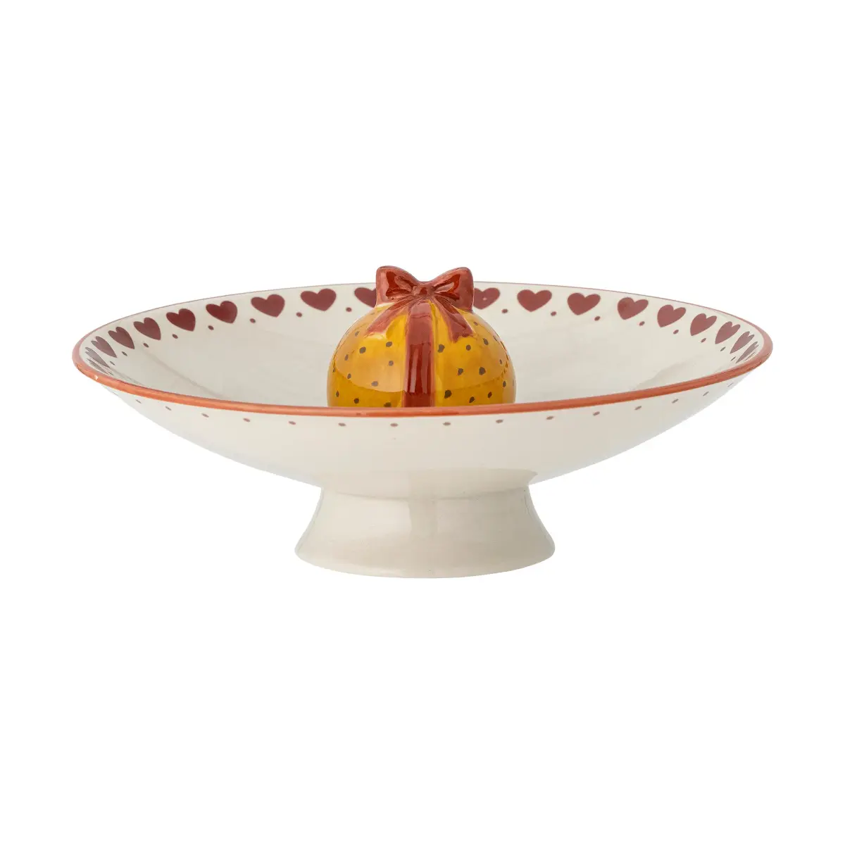 Jolly serveringsskål på fot Ø 24 cm, Hvit-rød