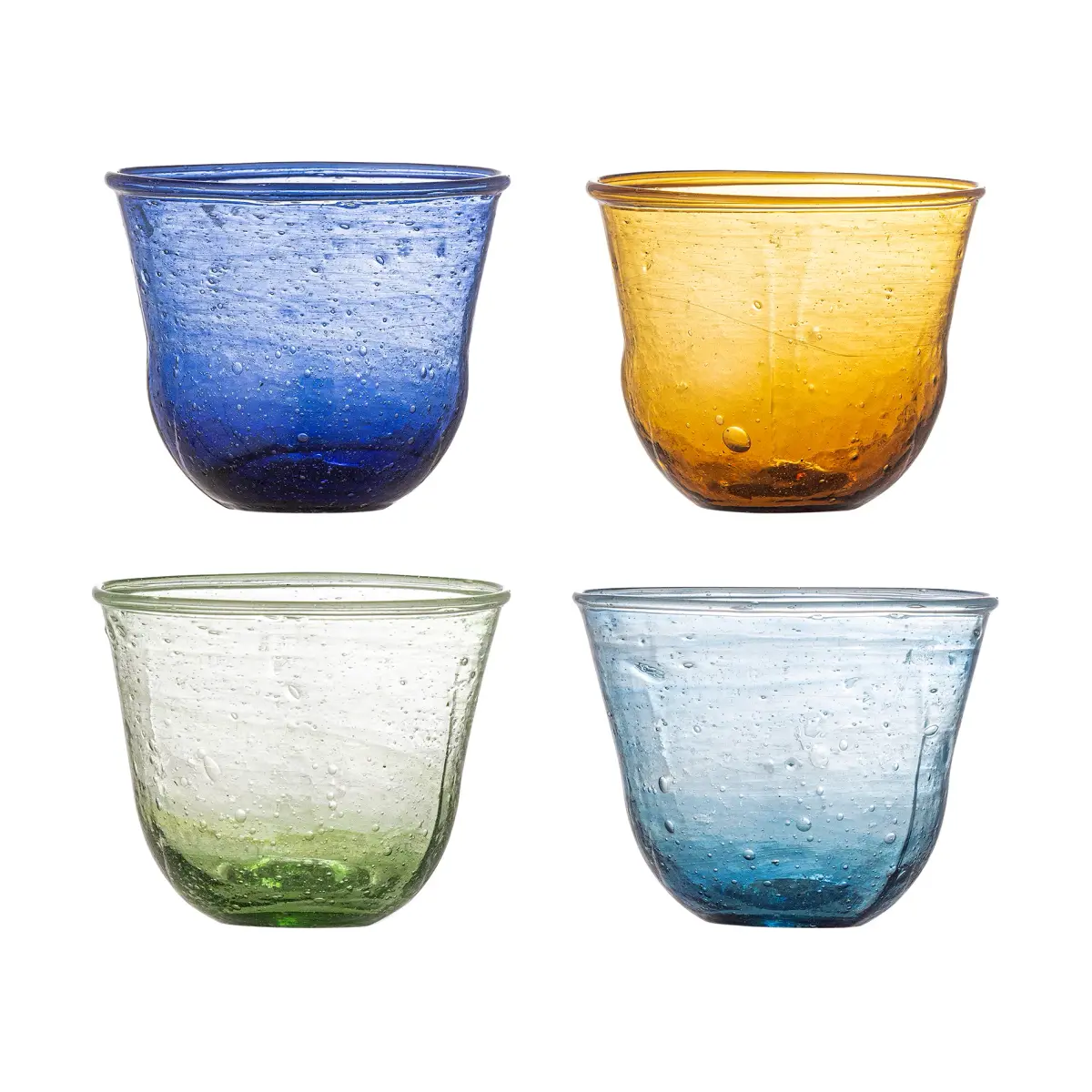Karu drikkeglass 28 cl 4 deler, Blå-gul-grønn-lyseblå