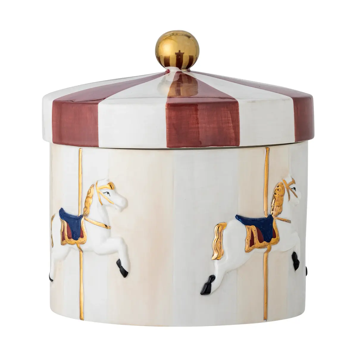 Merry-go-round krukke med lokk Ø19,5x20,5 cm, Rød-hvit