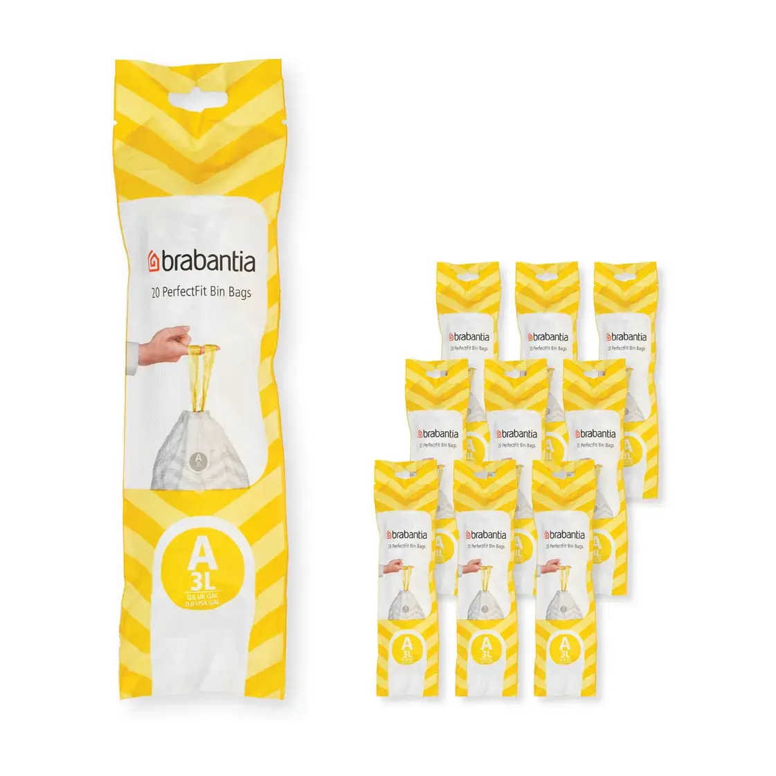 Brabantia PerfectFit avfallspose 200 poser, Modell A, 3 L