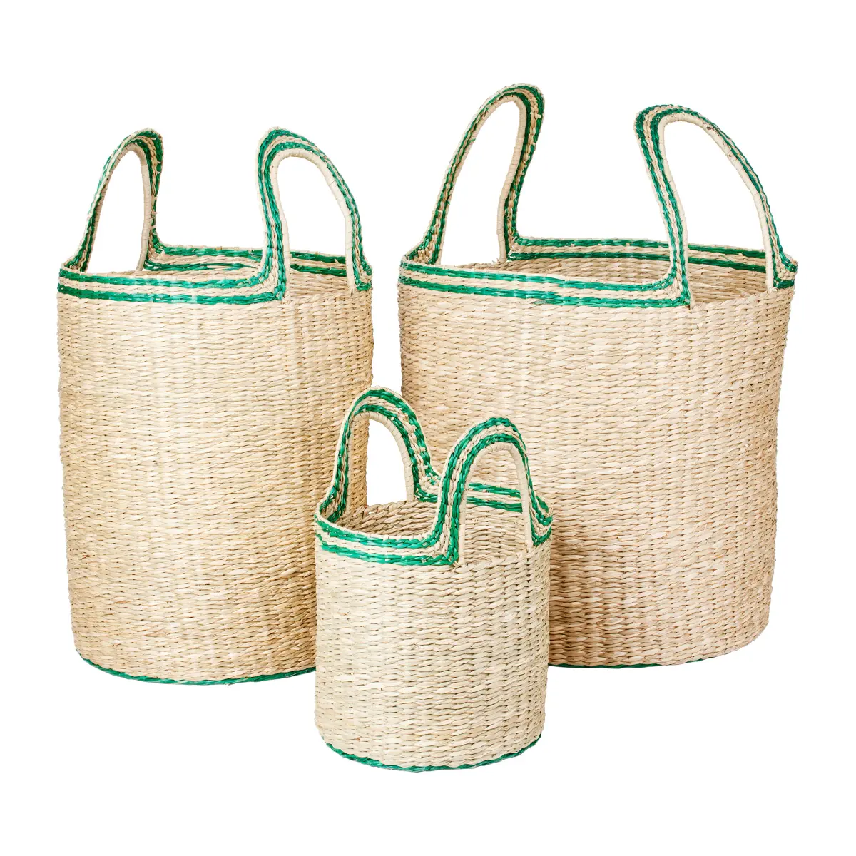 Lykke kurv 3 deler, Natural-green